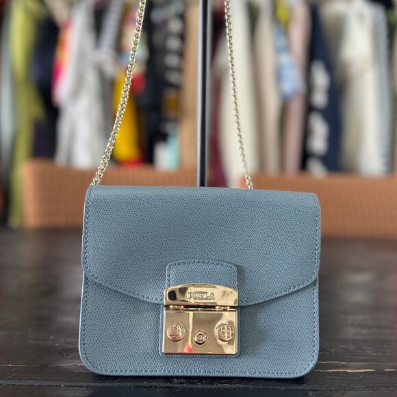 Furla Handbags - Furla Metropolis Blue Leather Crossbody Bag